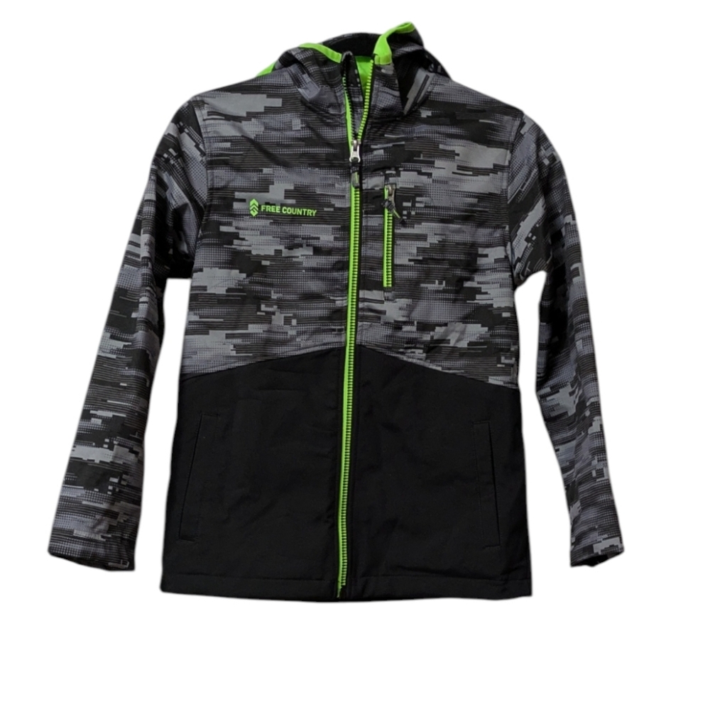 Free Country Kids Digital Camo Jacket with Bright Green Highlights